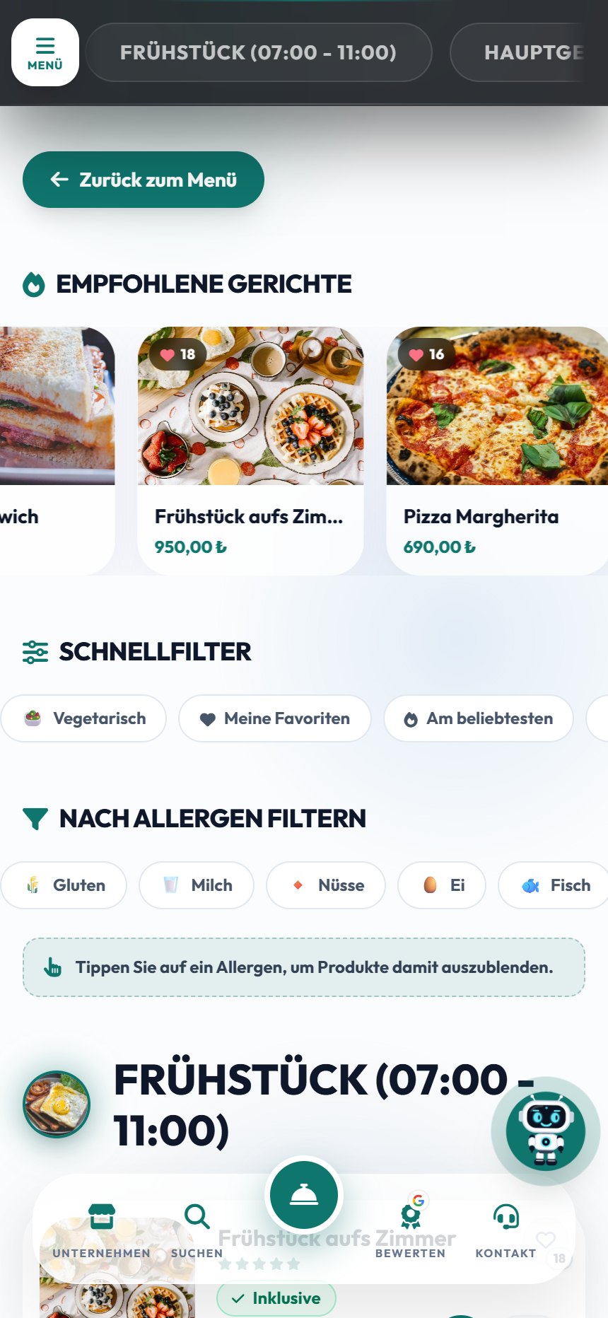 Aus dem Menü wählen