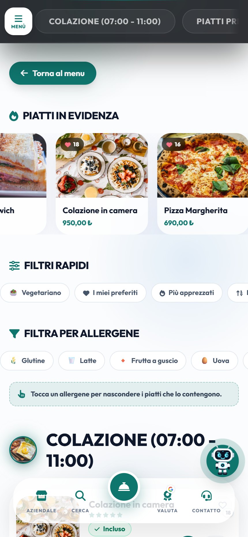 Scegli dal menu
