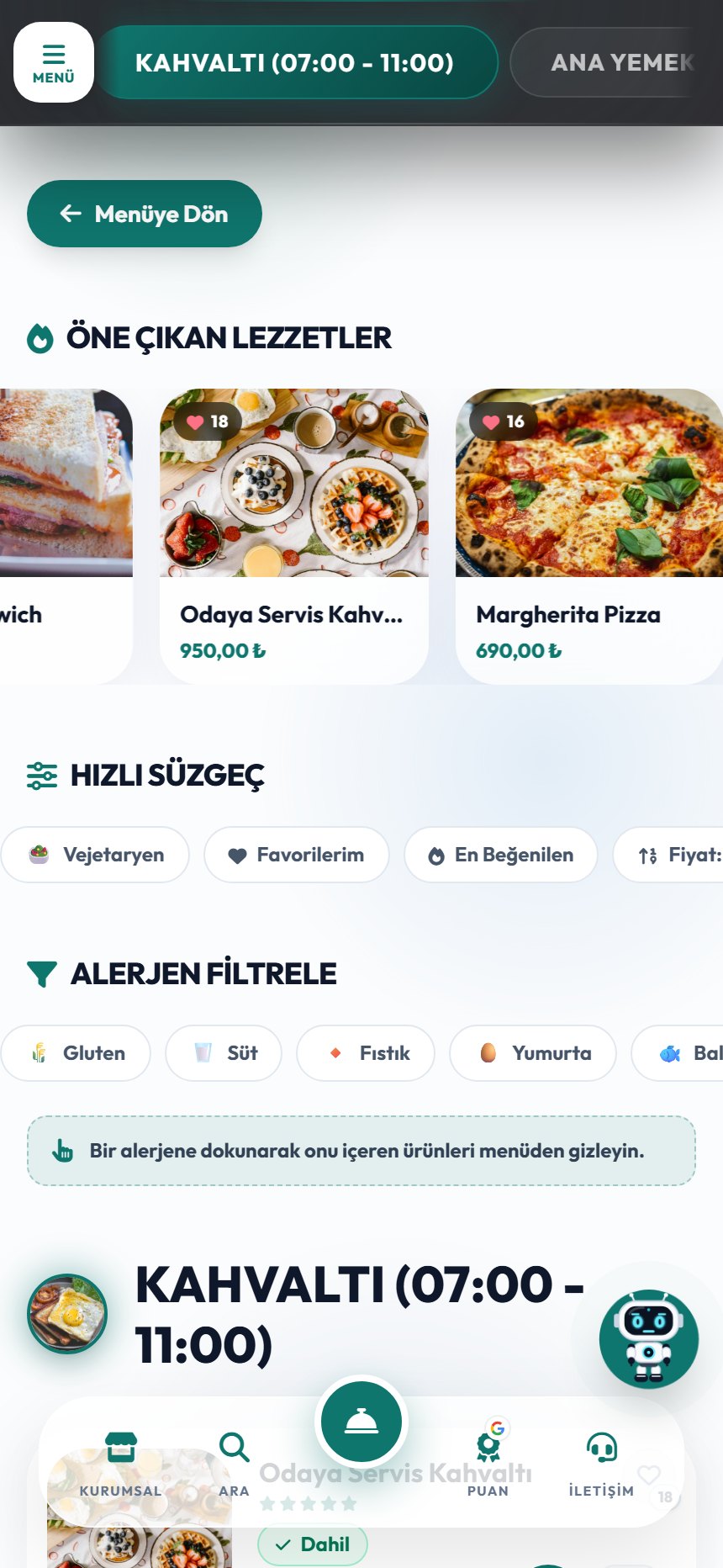 Menüden seçin
