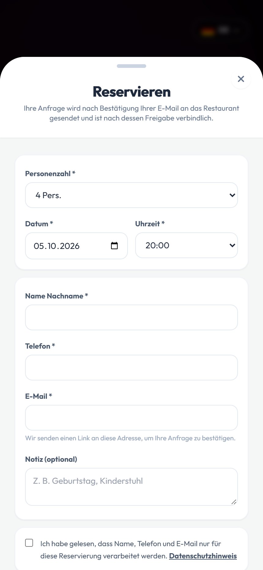 Online-Reservierung