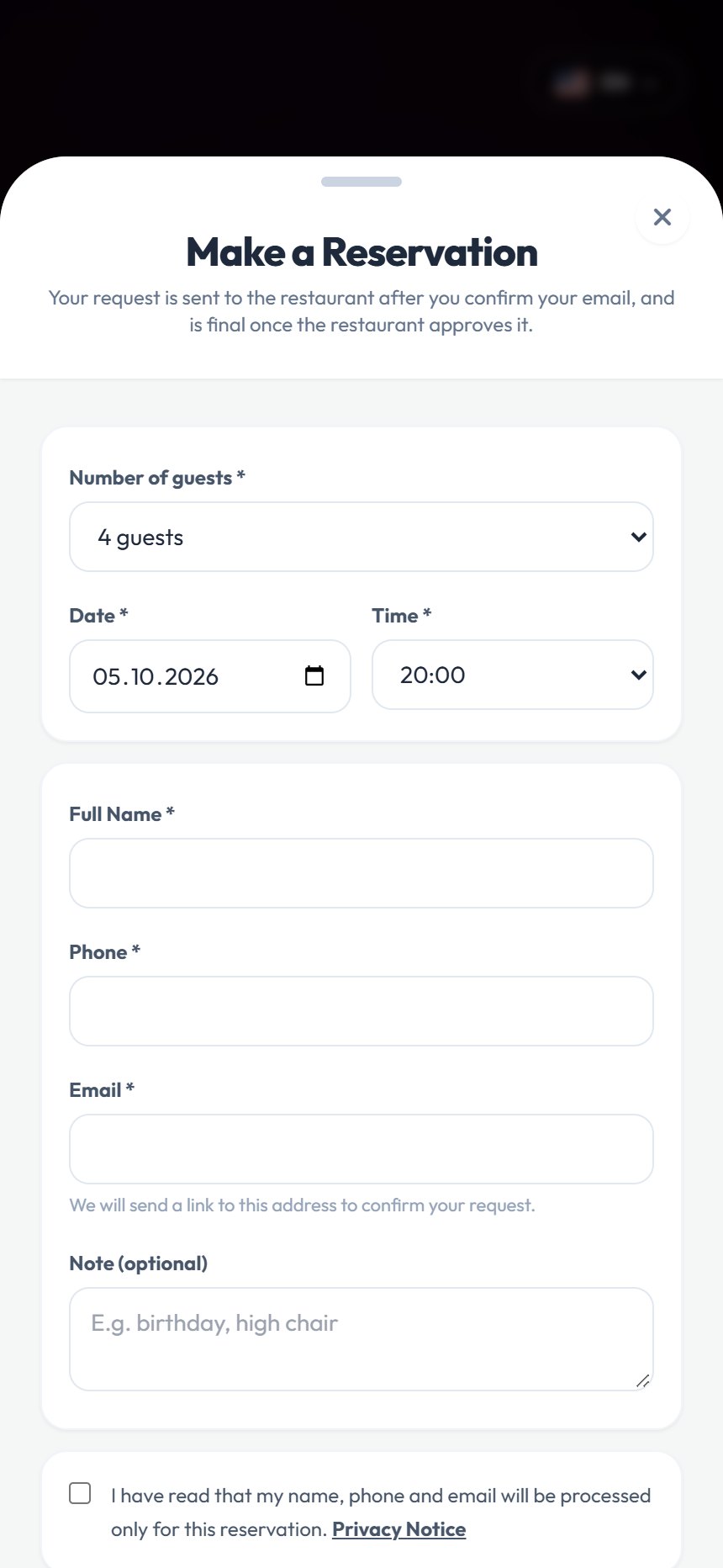 Online Reservations