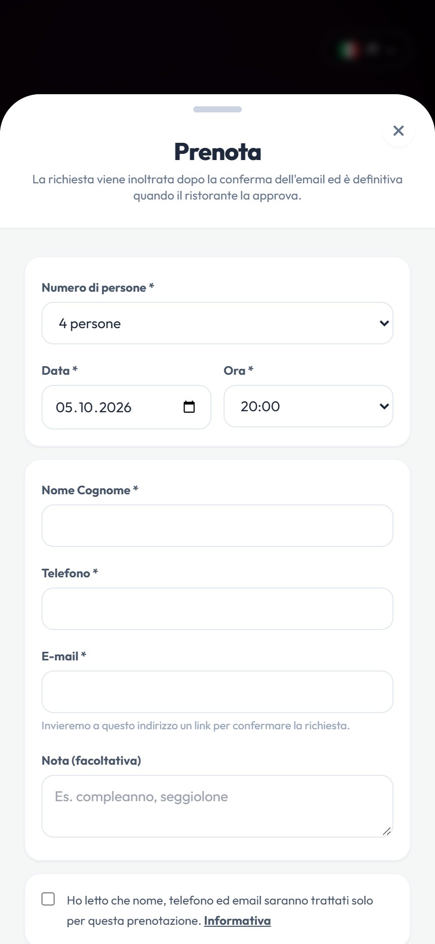 Prenotazione online